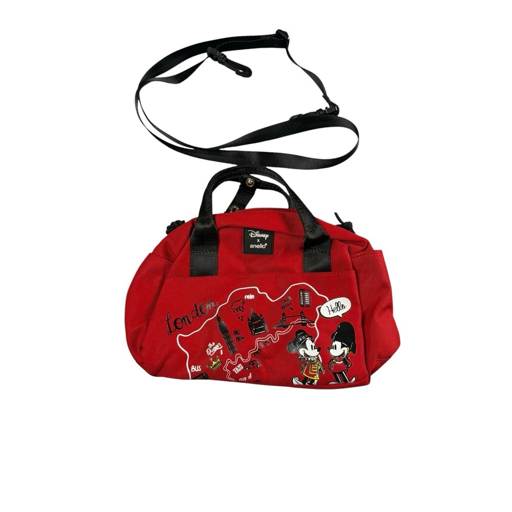 ANELLO Disney Mickey Minnie London DT G011 Limited 2 Way Tote Crossbody Red